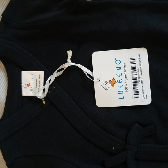 ORGANIC COTTON BABY BODY SUIT 0-3 MONTHS BY LUKEENO  IN BLACK - Picture 2 of 8